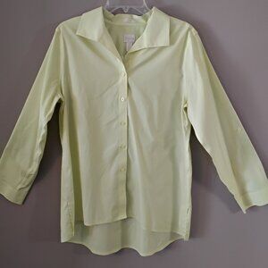 Chico's No Iron Cotton Blend Button-Up Shirt, Size 2 (US - Large)